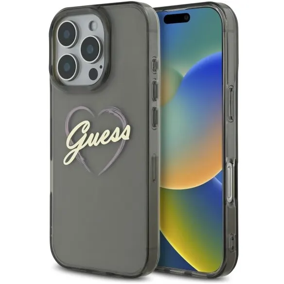 Guess Husa pentru Apple iPhone 16 Pro, Guess, IML Heart, Neagra