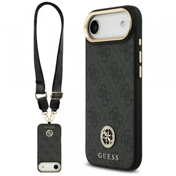 Guess Husa MagSafe pentru Apple iPhone 17 Air, Guess, 4G Strass Logo with Big Strap, Neagra