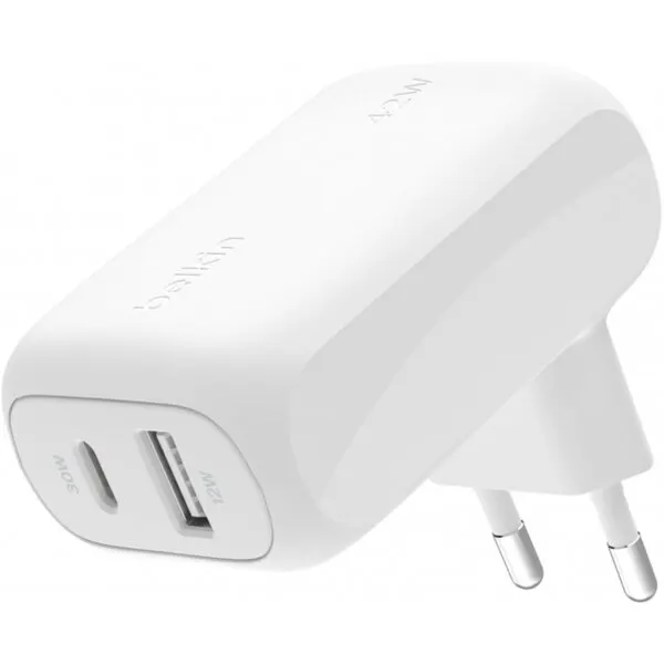 Belkin Incarcator Retea Belkin BoostCharge Dual, 42W, 3A, 1 x USB-A - 1 x USB-C, Alb WCB009vfWH