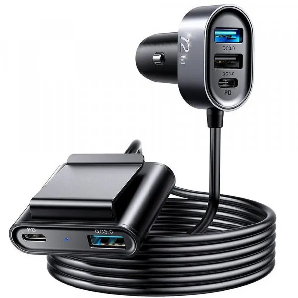 JOYROOM Incarcator Auto Joyroom JR-CL05, 72W, 3A, 2 x USB-C - 3 x USB-A, Negru