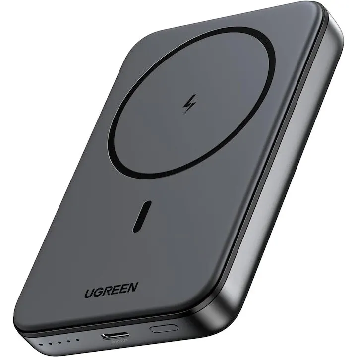 Ugreen Baterie externa Ugreen Magnetic 10.000 mAh, Wireless, PD 20W, USB-C, Negru