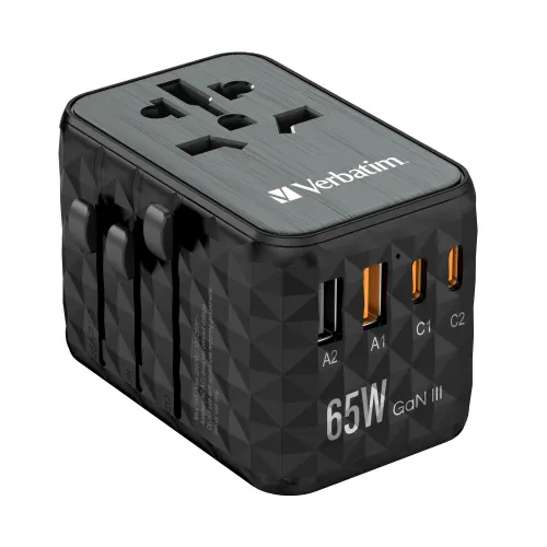 Verbatim Incarcator retea Verbatim UTA-05 Universal Travel Adapter, 2x USB-C, 2x USB-A, Negru