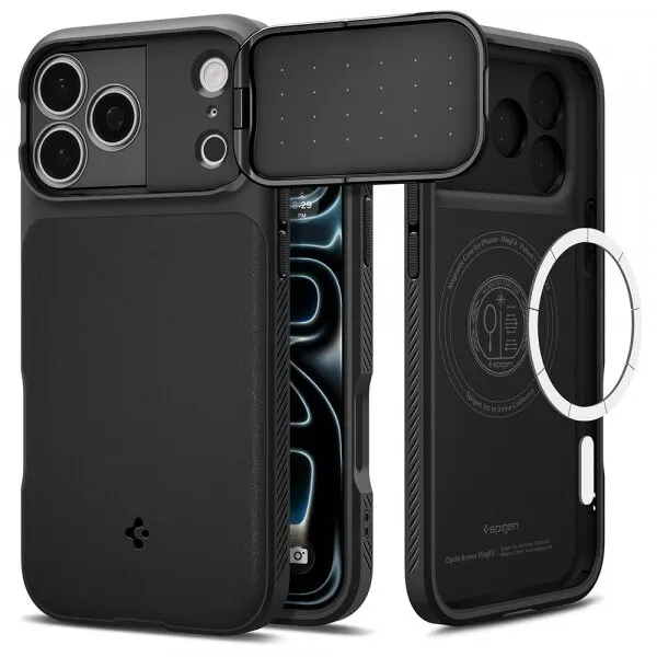 Spigen Husa MagSafe pentru Apple iPhone 18 Pro Max / 17 Pro Max, Spigen, Optik Armor, Neagra ACS09900