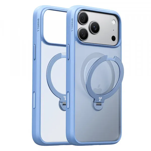 Torras Husa MagSafe pentru Apple iPhone 18 Pro / 17 Pro, Torras, Ostand Spin, Albastra