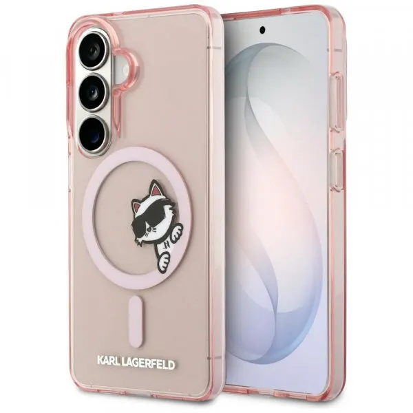 Karl Lagerfeld Husa MagSafe pentru Samsung Galaxy S26 S942, Karl Lagerfeld, IML Choupette Peekaboo Logo, Roz