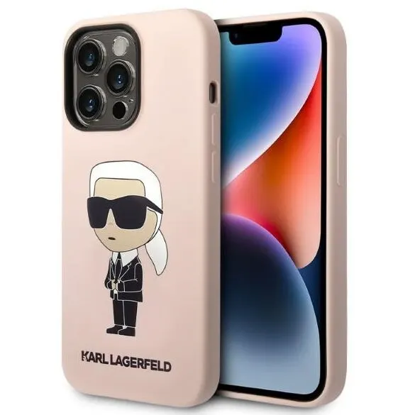 Karl Lagerfeld Husa MagSafe pentru Apple iPhone 14 Pro Max, Karl Lagerfeld, Silicone Ikonik Karl, Roz