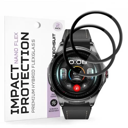Folie de protectie Ecran Techsuit Nano Flex pentru Huawei Watch Buds 2, Plastic, Set 2 bucati, Neagra