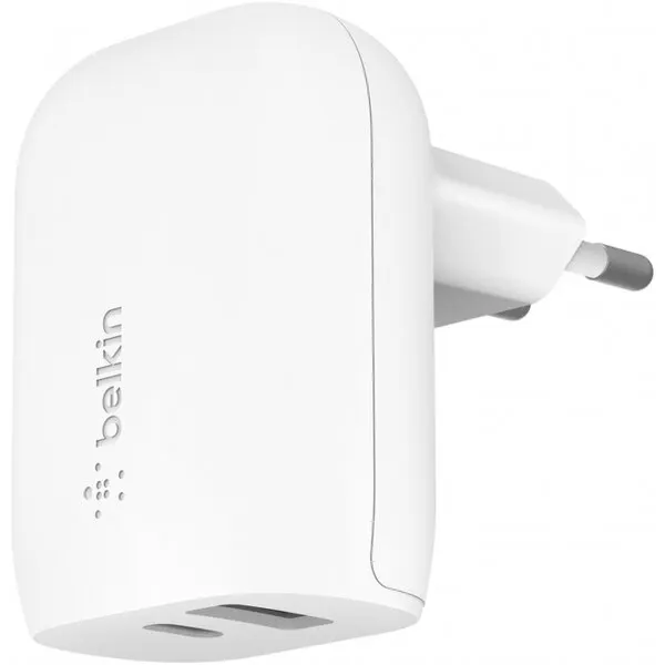 Belkin Incarcator Retea Belkin BoostCharge Dual, 37W, 3A, 1 x USB-A - x USB-C, Alb WCB007vfWH