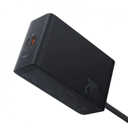BASEUS Statie de Incarcare GaN, 3x USB-C, USB, DC, 240W, 1m - Baseus (P10163901113-00) - Black