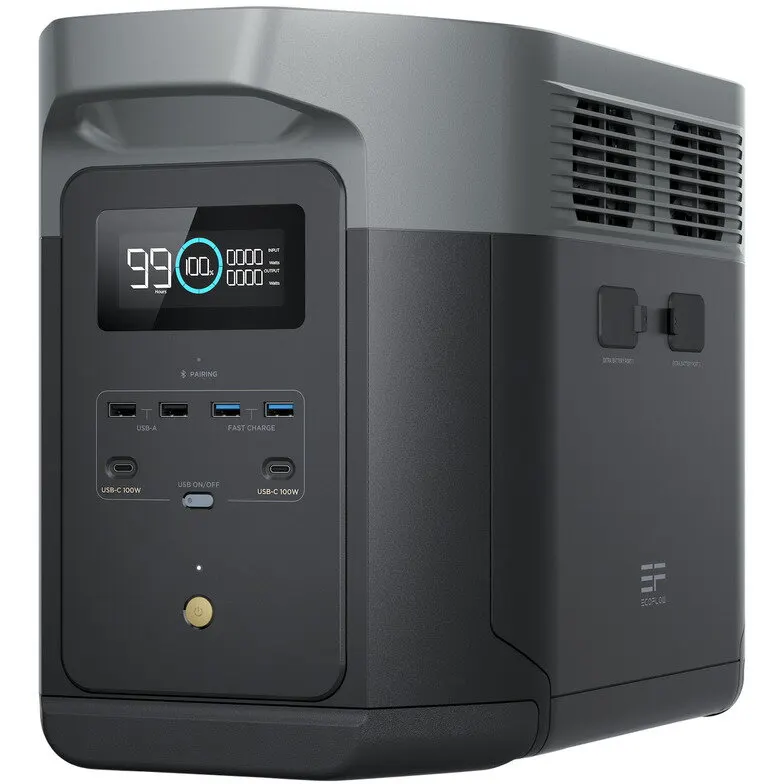 ECOFLOW Statie de incarcare portabila EcoFlow Power Station Delta 2 Max 2048Wh, 4xAC 230V, 12V auto, 2xUSB-A, 2xUSB-C, Negru