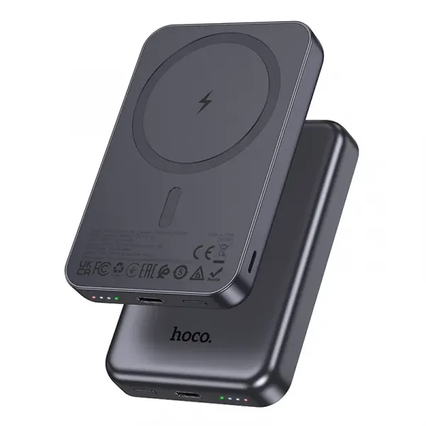 HOCO Baterie Externa Wireless Hoco J160, 5000mAh, 10W, 1 x QI - 1 x USB-C, Gri