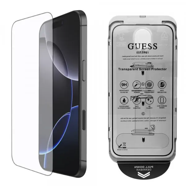 Guess Folie de protectie Ecran Guess Classic Outline pentru Apple iPhone 16 Pro, Sticla Securizata, Full Glue, 2.5D, Neagra