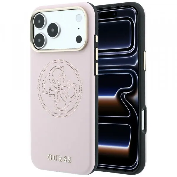 Guess Husa MagSafe pentru Apple iPhone 18 Pro / 17 Pro, Guess, Perforated 4G, Roz