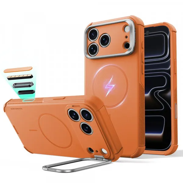 ESR Husa MagSafe pentru Apple iPhone 18 Pro / 17 Pro, ESR, Cyber Armor Kickstand, Portocalie