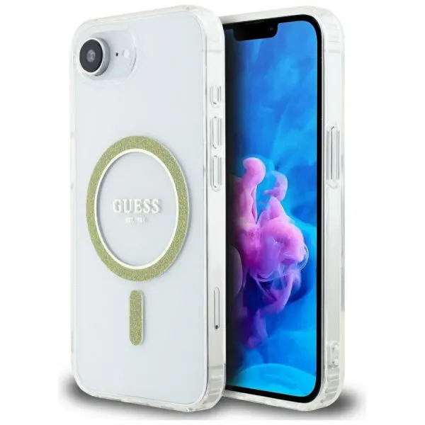 Guess Husa MagSafe pentru Apple iPhone 17e / 16e, Guess, IML Glitter Circle, Transparenta