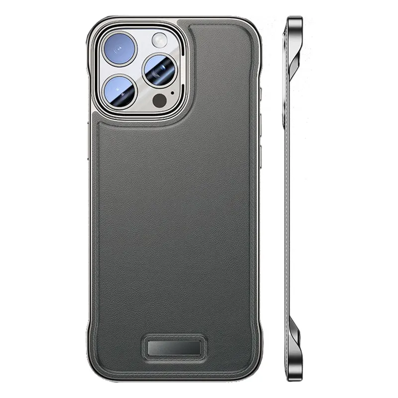 Husa pentru iPhone 15, husa de protectie pentru telefon, Flippy, Design Modern fara margini, din Piele PU, Subtire, Gri