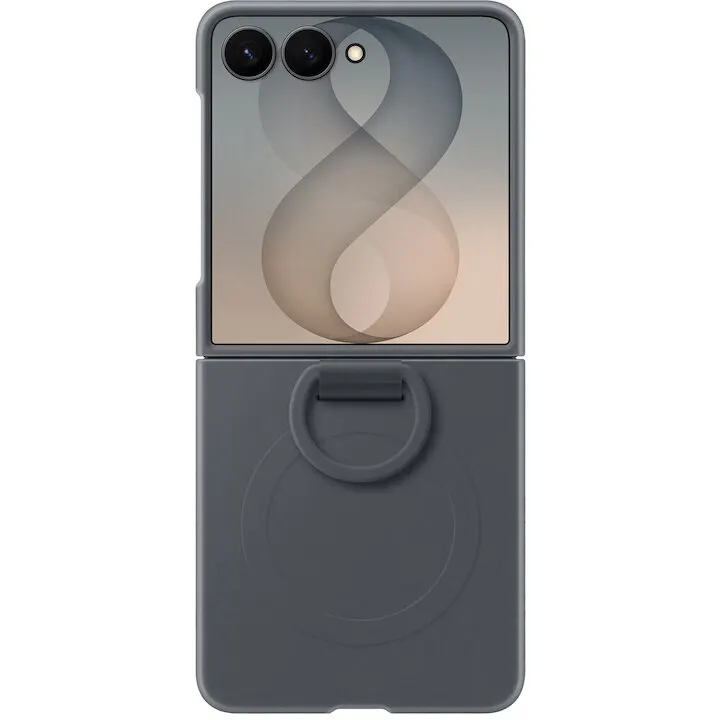 Samsung Husa telefon, Capac protectie spate Samsung pentru Galaxy Z Flip8, Silicon, Inel magnetic, Negru