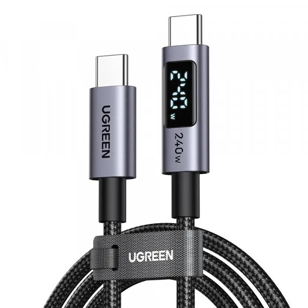 Ugreen Cablu Date si Incarcare USB-C - USB-C UGREEN 65866 Display, 240W, 1m, Gri