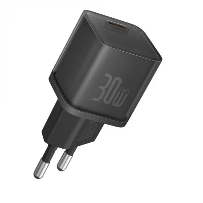BASEUS Incarcator retea Baseus P10162504113-00, 1x USB-C, Quick Charge 30 W, GaN, Black