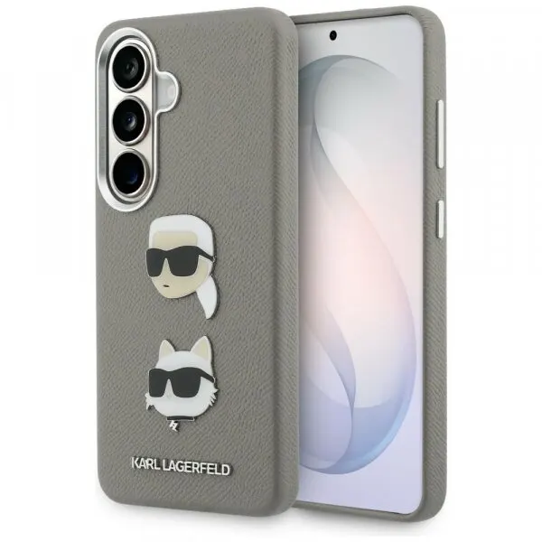 Karl Lagerfeld Husa pentru Samsung Galaxy S26 S942, Karl Lagerfeld, Saffiano Karl & Choupette's Head Pin, Gri