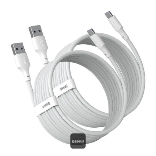 Cablu de date Baseus TZCATZJ-02, USB - USB Type-C, 1.5 m, 40W, 5A, set 2 bucati, Alb