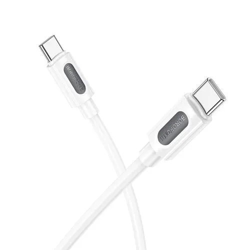 Cablu alimentare si date Borofone BX106, Fast Charging, USB Type-C la USB Type-C 60W, 1m, Alb
