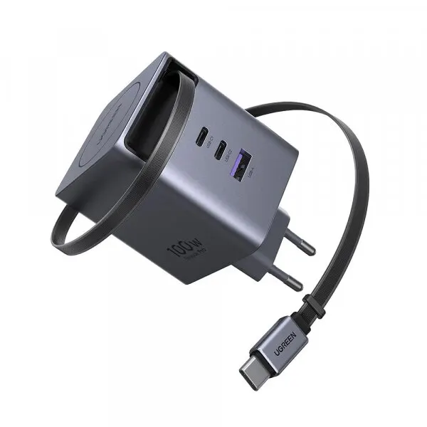 Ugreen Incarcator Retea Cu Cablu USB-C UGREEN X616 (65828), 100W, 5A, 1 x USB-A - 3 x USB-C, Gri