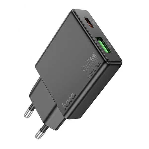 HOCO Incarcator Retea HOCO N38, 20W, 3A, 1 x USB-A - 1 x USB-C, Negru