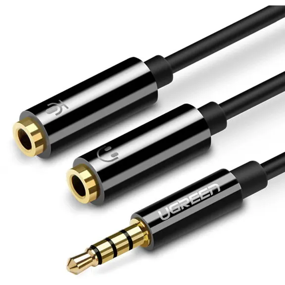 Ugreen Adaptor Audio 3.5mm - 2 x 3.5mm UGREEN AV141, 0.2m, Negru