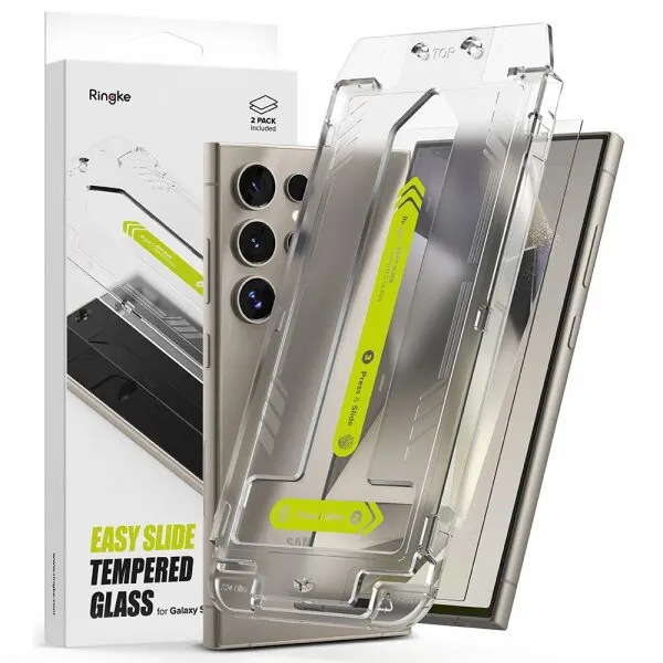 Ringke Folie de protectie Ecran Ringke Easy Slide pentru Samsung Galaxy S24 Ultra S928, Sticla Securizata, Full Glue, Set 2 bucati