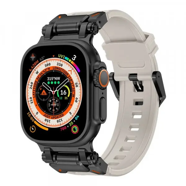 techsuit Curea Techsuit W064 pentru Apple Watch 49mm / 46mm / 45mm / 44mm / 42mm Series, Neagra Gri