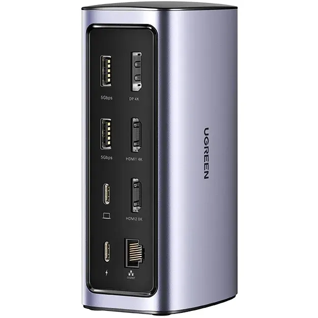 Ugreen Statie Incarcare UGREEN Revodok Pro 312 12-in-1, USB-C, HMDI, RJ45 Ethernet, SD/TF, DisplayPort, 8K, Gri