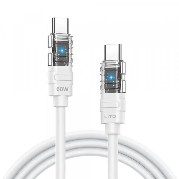 LITO Cablu Date si Incarcare USB-C - USB-C Lito LD05, 60W, 1m, Alb