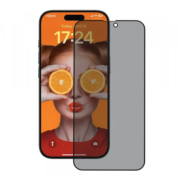 Anank Folie de protectie Ecran Privacy Anank 3X Reinforced pentru Apple iPhone 15, Sticla Securizata, Full Glue, 2.5D