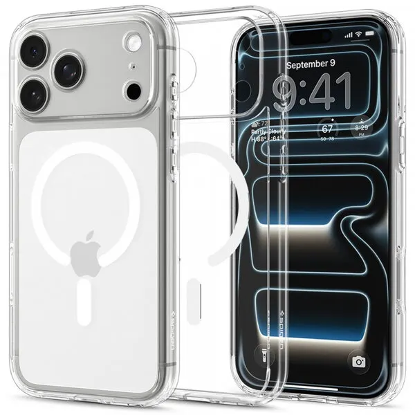 Spigen Husa MagSafe pentru Apple iPhone 18 Pro / 17 Pro, Spigen, Ultra Hybrid, Transparenta Alba ACS12155