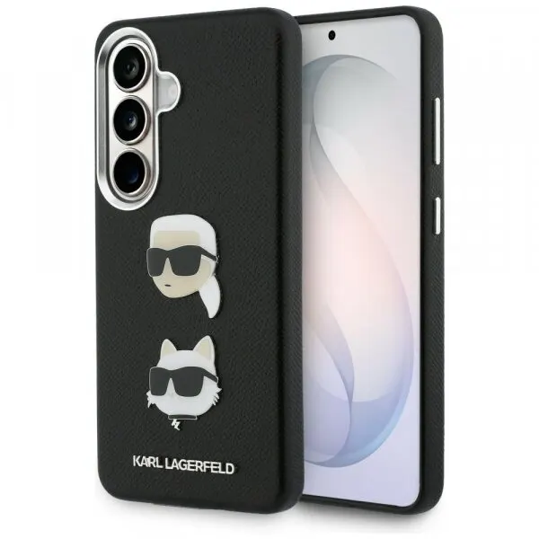Karl Lagerfeld Husa pentru Samsung Galaxy S26 Plus S947, Karl Lagerfeld, Saffiano Karl & Choupette's Head Pin, Neagra