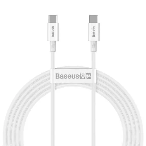 Cablu de date Baseus Superior CATYS-C02, USB-C - USB-C, QC, 100W, 5A, 2 m, Alb