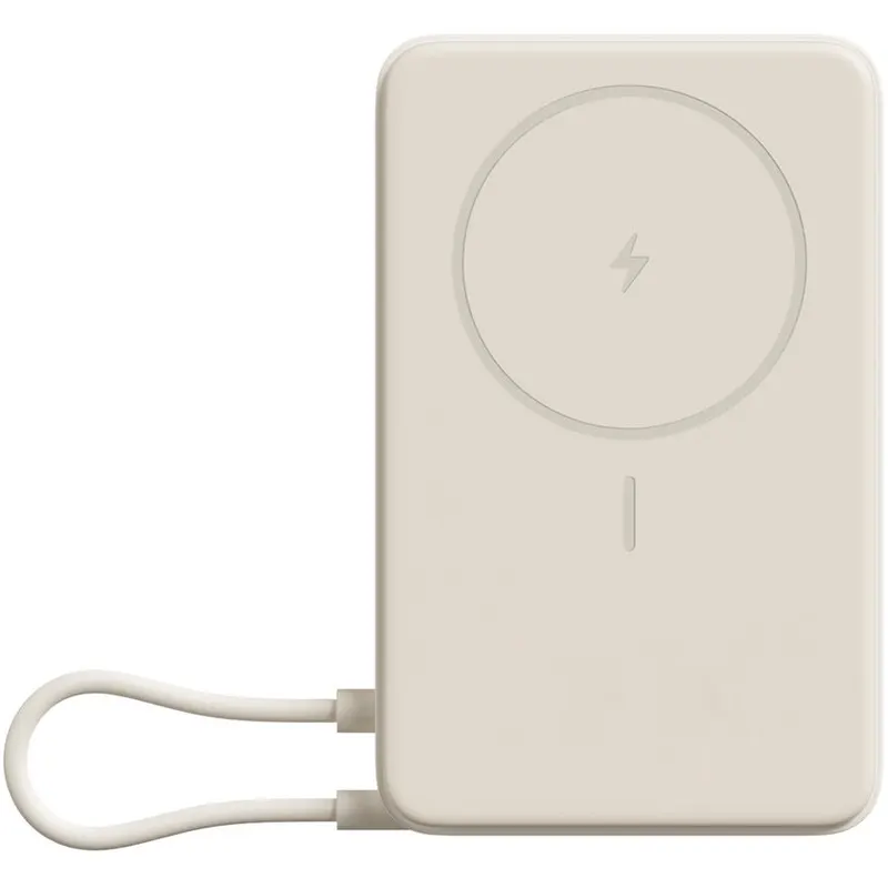 Xiaomi Acumulator extern magnetic cu suport incorporat Xiaomi BHR08PBGL, 33 W (USB-C), 10000 mAh, Cablu USB-C integrat, Incarcare Wireless 15 W, Control inteligent al temperaturii, Bej