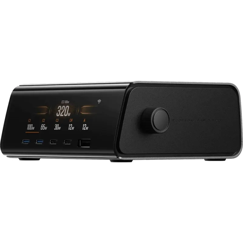 ECOFLOW Incarcator si statie de incarcare EcoFlow RAPID Pro 320W, 5 porturi GaN, Negru
