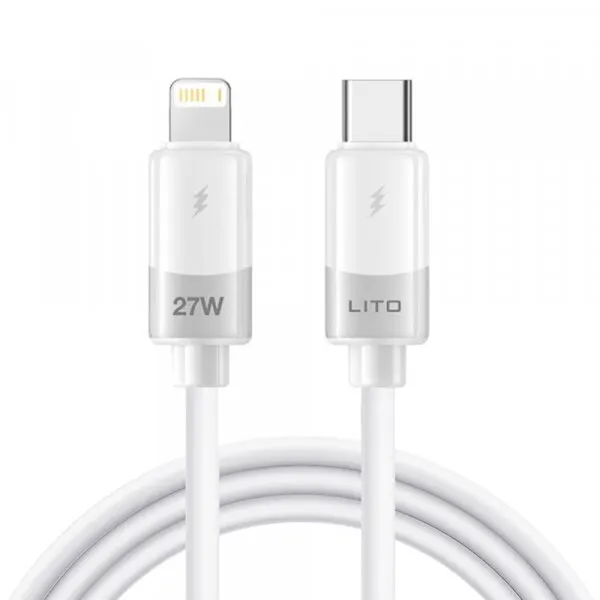 LITO Cablu Date si Incarcare USB-C - Lightning Lito LD07, 27W, 1m, Alb