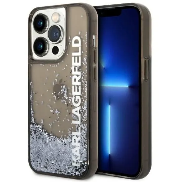 Karl Lagerfeld Husa pentru Apple iPhone 14 Pro, Karl Lagerfeld, Liquid Glitter KL Logo, Neagra
