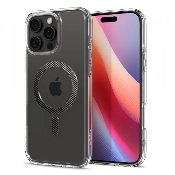 Spigen Husa MagSafe pentru Apple iPhone 16 Pro Max, Spigen, Ultra Hybrid Carbon, Gri ACS08000