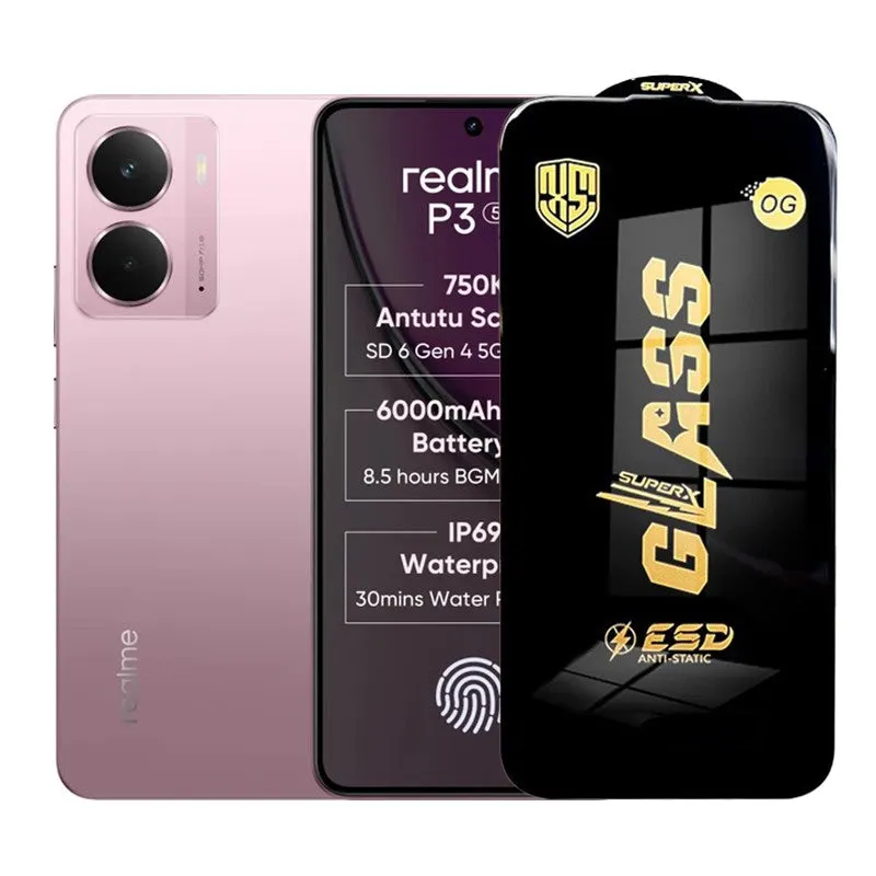 Flippy, Folie de Protectie pentru Realme P3, Flippy, Sticla Securizata ESD, Margini Negre