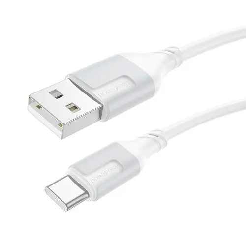 Cablu alimentare si date Borofone BX101, Fast Charging, USB la USB Type-C 3A, 1m, Alb