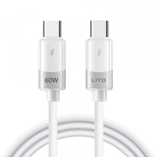 LITO Cablu Date si Incarcare USB-C - USB-C Lito LD07, 60W, 1m, Alb