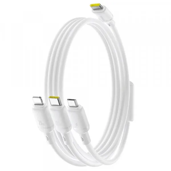 BASEUS Cablu Incarcare USB-C - Lightning / microUSB / USB-C Baseus Silky 3in1, 100W, 1.5m, Alb P10377706213-00