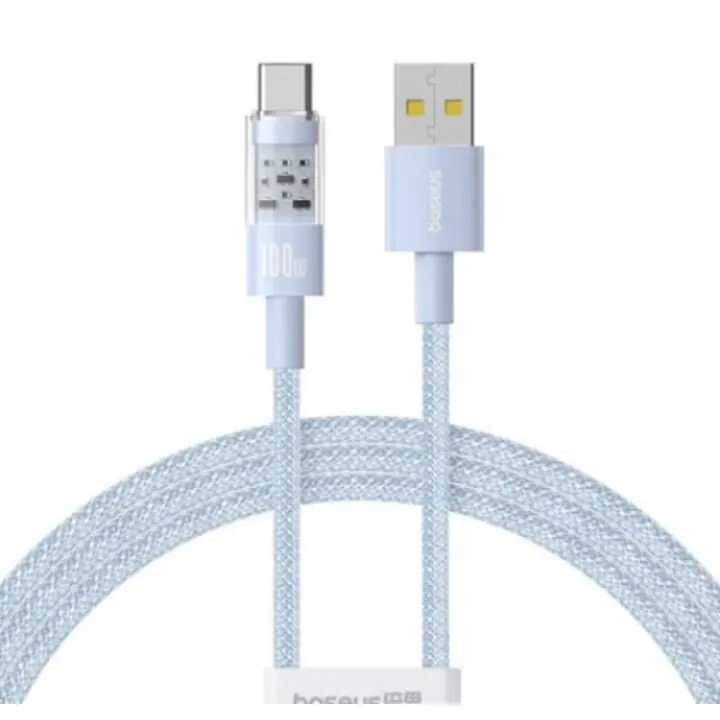 BASEUS Cablu USB la Type-C, Super Fast Charging 100W, 2m - Baseus Gem (P10373002311-01) - Galaxy Blue