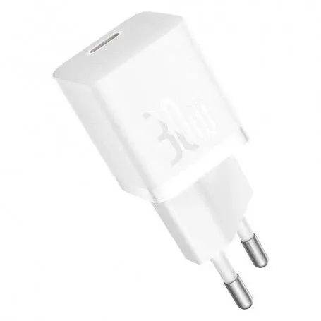 BASEUS Incarcator Type-C, Fast Charging, GaN, 30W + Cablu Type-C, 100W, 1m - Baseus (P10110902213-00) - Moon White