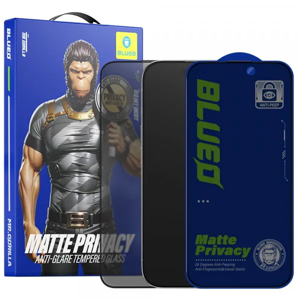 Blueo Folie de protectie Ecran Matte Privacy Blueo Anti-Peep pentru Apple iPhone 14 Pro Max, Sticla Securizata, Full Glue