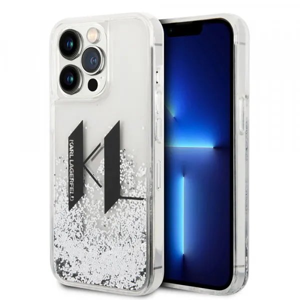 Karl Lagerfeld Husa pentru Apple iPhone 14 Pro, Karl Lagerfeld, Liquid Glitter Big KL, Argintie